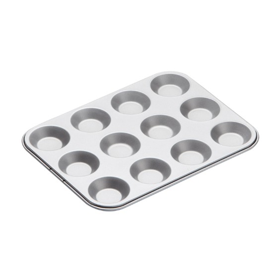 Muffinpan, 12 holtes, staal, 31,5 x 24 cm - Kitchen Craft