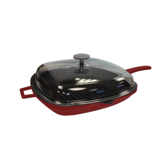 Bistecchiera con coperchio, ghisa, 26 x 26 cm, gamma "Glaze", rossa - marca LAVA