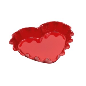Pirofila a forma di cuore, ceramica, 33x29 cm, Burgundy - Emile Henry