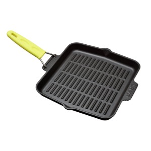 Vierkante grillpan, 24 x 24 cm, geel handvat - LAVA
