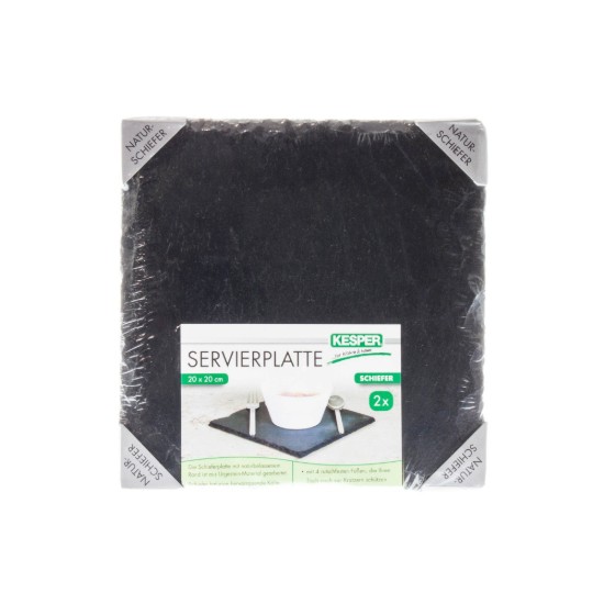 Sett med 2 serveringsplater, skifer, 20 x 20 cm - Kesper