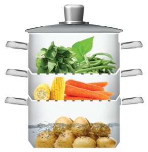 Set roestvrijstalen kookpotten met meerdere niveaus voor stoomkoken - door Kitchen Craft