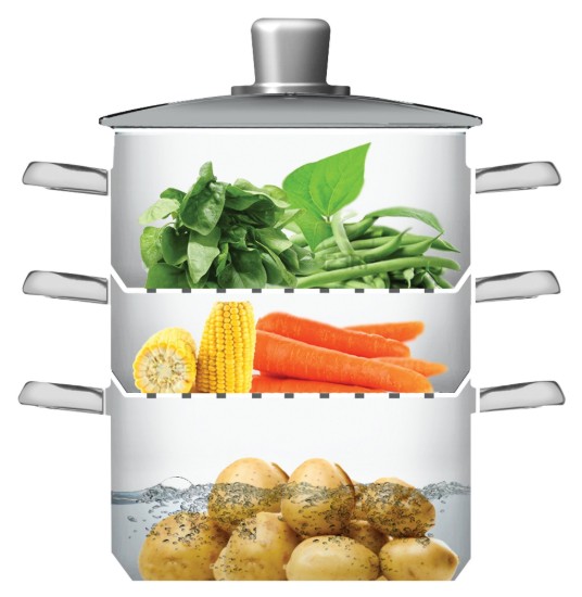 Set di pentole a più livelli in acciaio inossidabile per la cottura a vapore - di Kitchen Craft
