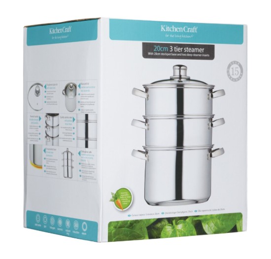 Set di pentole a più livelli in acciaio inossidabile per la cottura a vapore - di Kitchen Craft