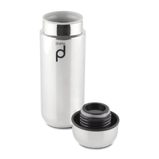 Borraccia termicamente isolata, acciaio inossidabile, 200 ml, "DrinkPod", argento opaco - Grunwerg