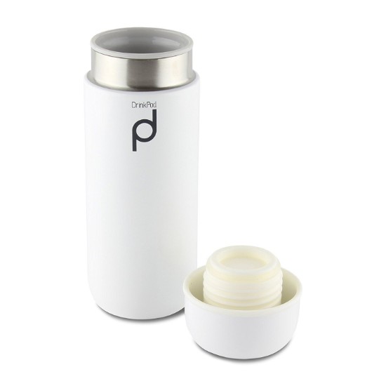 Borraccia termicamente isolata, acciaio inossidabile, 200 ml, "DrinkPod", Bianco - Grunwerg
