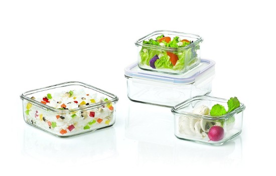 Set 3 caserole din sticla, patrat - Glasslock