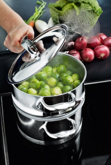 Casseruola con coperchio, 22 cm / 4 l, gamma Atlantis, acciaio inox - Demeyere