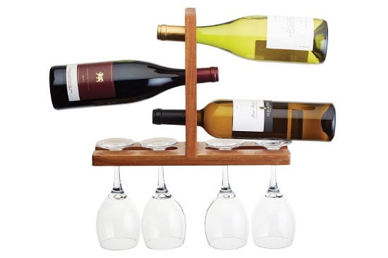Houder voor flessen en drinkglazen, 35 x 27 x 10 cm, gemaakt van hout - Kitchen Craft