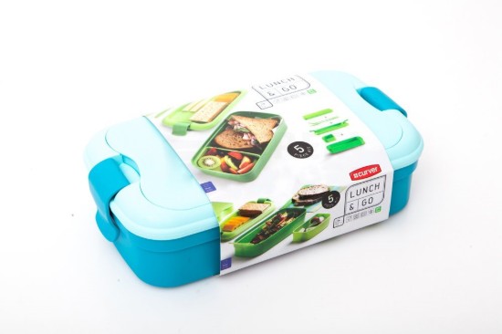 Food container with cutlery set, plastic, Blue - Curver