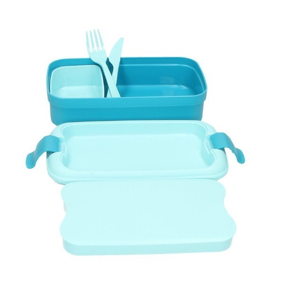 Food container with cutlery set, plastic, Blue - Curver