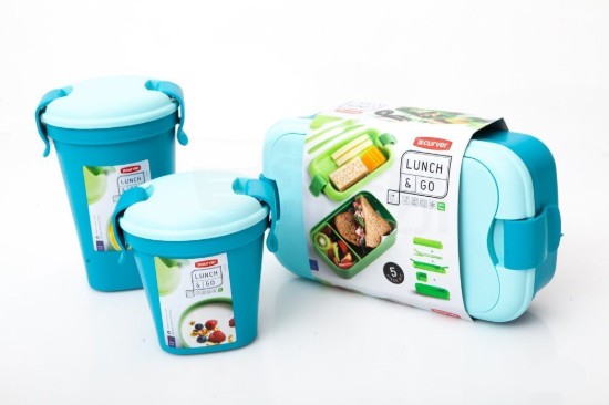 Food container with cutlery set, plastic, Blue - Curver