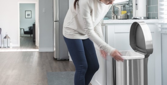 Pattumiera con sensore, semitonda, 45 L, acciaio inox - simplehuman