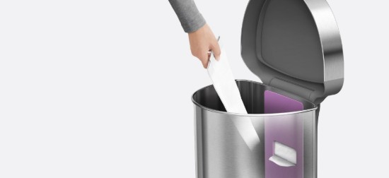 Pattumiera con sensore, semitonda, 45 L, acciaio inox - simplehuman
