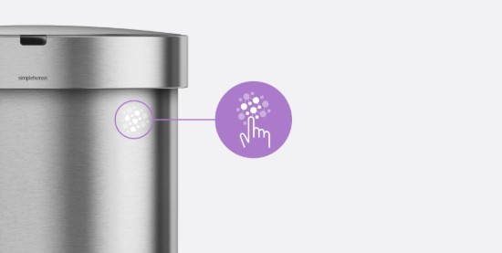 Pattumiera con sensore, semitonda, 45 L, acciaio inox - simplehuman