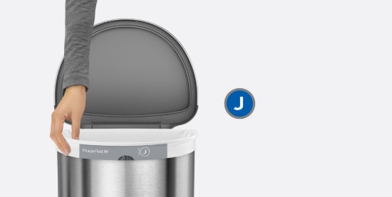 Pattumiera con sensore, semitonda, 45 L, acciaio inox - simplehuman