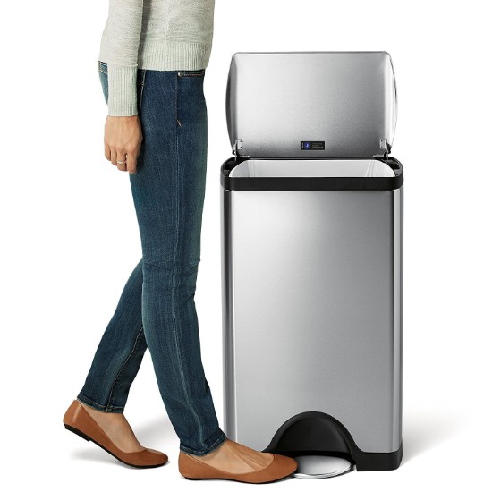 Trash tal-pedali, 38 L, stainless steel - simplehuman
