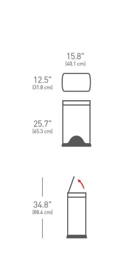Trash tal-pedali, 38 L, stainless steel - simplehuman