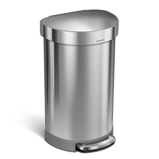 Prullenbak met pedaal, halfrond, 45 L, RVS - simplehuman