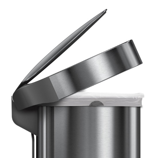 Prullenbak met pedaal, halfrond, 45 L, RVS - simplehuman
