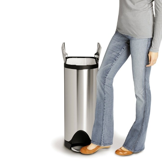 Pedal trash can, 30 L, stainless steel - simplehuman