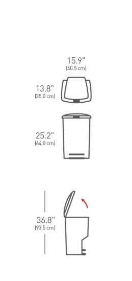 Skraldespand med pedal, 45 L, plastik, Sort - simplehuman