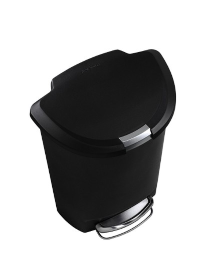 Pattumiera con pedale, 50 L, semitonda, plastica, Nero - simplehuman