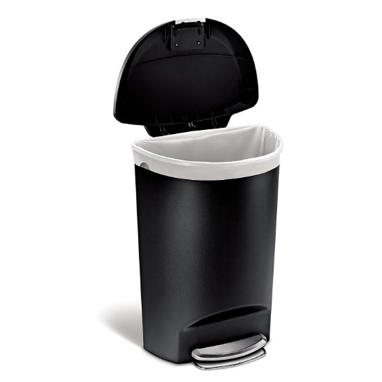 Pattumiera con pedale, 50 L, semitonda, plastica, Nero - simplehuman