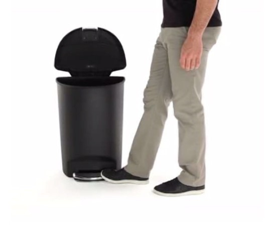 Pattumiera con pedale, 50 L, semitonda, plastica, Nero - simplehuman