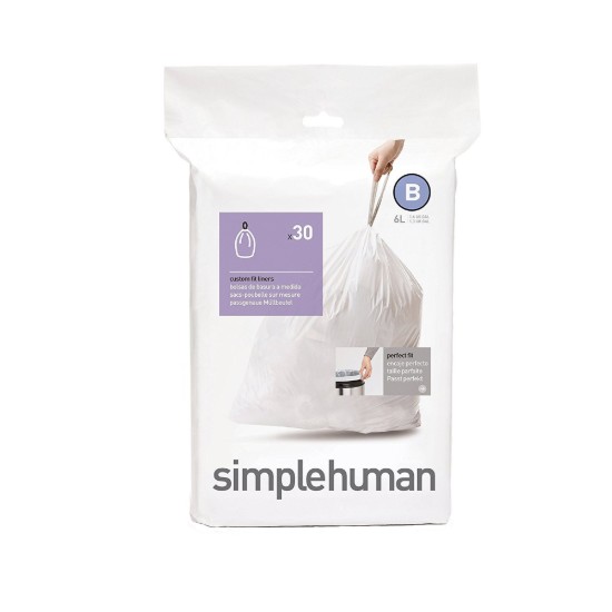 Vuilniszakken, code B, 6 L / 30 st., plastic - simplehuman