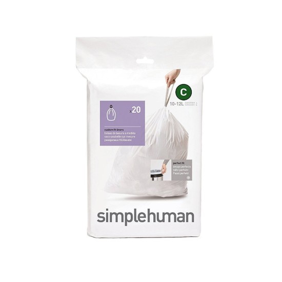 Vuilniszakken, code C, 10-12 L / 20 st., plastic - simplehuman