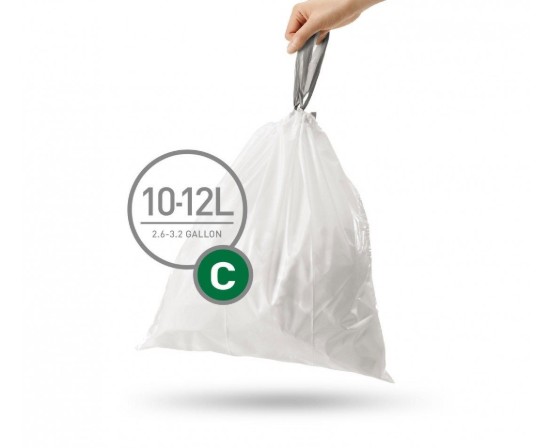 Vuilniszakken, code C, 10-12 L / 20 st., plastic - simplehuman