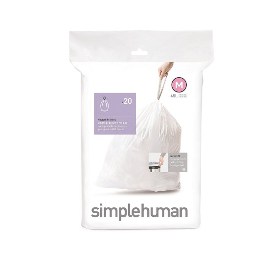 Sacchetti della spazzatura, codice M, 45 L / 20 pz, plastica - simplehuman