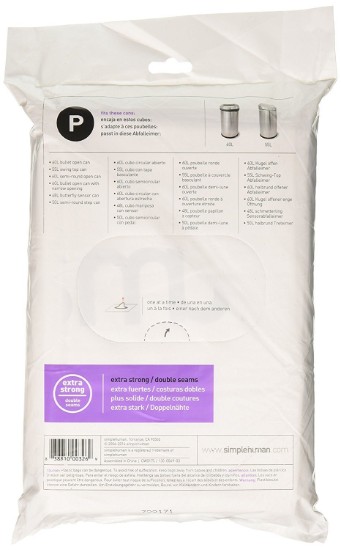 Sacchetti per la spazzatura, codice P, 50-60 L / 20 pz., plastica - "simplehuman"