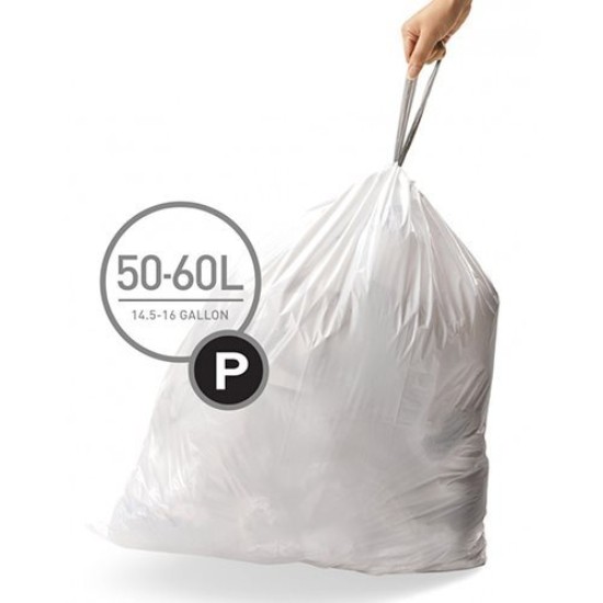 Sacchetti per la spazzatura, codice P, 50-60 L / 20 pz., plastica - "simplehuman"