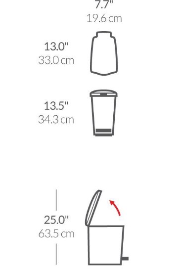 Pattumiera a pedale, 10 L, plastica - simplehuman