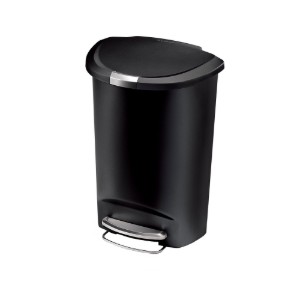 Pattumiera con pedale, 50 L, semitonda, plastica, Nero - simplehuman