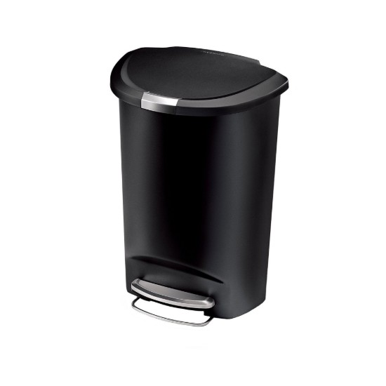 Pattumiera con pedale, 50 L, semitonda, plastica, Nero - simplehuman