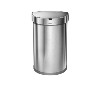 Prullenbak met sensor, halfrond, 45 L, roestvrij staal - simplehuman