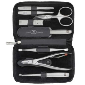 8-delige nagelverzorgingsset, gesatineerd roestvrij staal, zwart leren etui, TWINOX - Zwilling