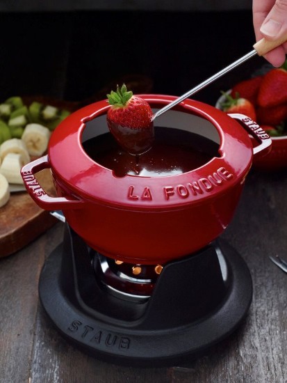 20 cm gietijzeren fondue set, Cherry - Staub