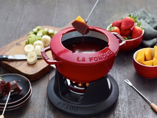 20 cm gietijzeren fondue set, Cherry - Staub