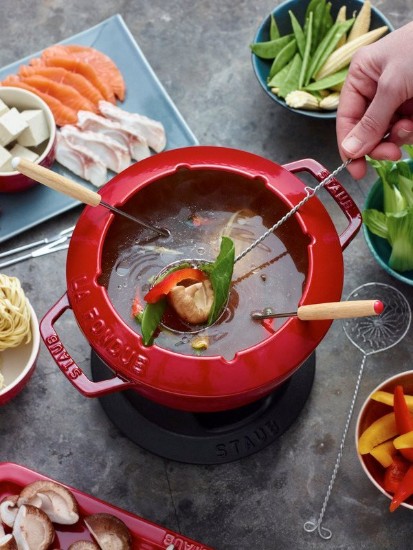20 cm gietijzeren fondue set, Cherry - Staub