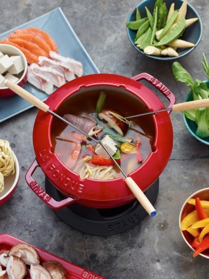 20 cm gietijzeren fondue set, Cherry - Staub