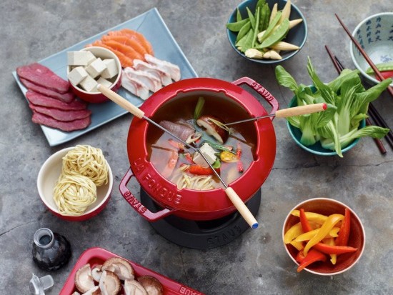 20 cm gietijzeren fondue set, Cherry - Staub