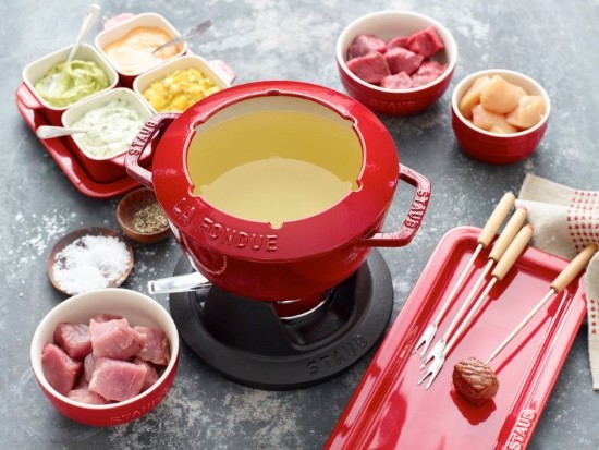 20 cm gietijzeren fondue set, Cherry - Staub