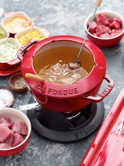 20 cm gietijzeren fondue set, Cherry - Staub
