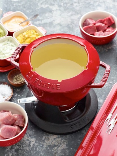 20 cm gietijzeren fondue set, Cherry - Staub