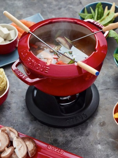 20 cm gietijzeren fondue set, Cherry - Staub