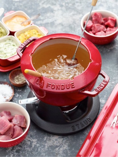 20 cm gietijzeren fondue set, Cherry - Staub